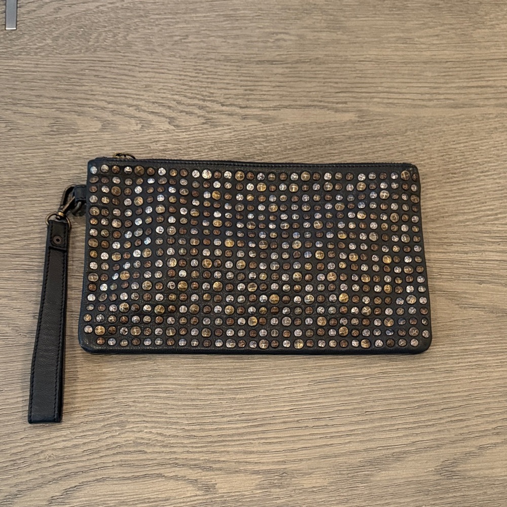 Studded Black Wristlet Clutch